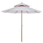 Outsunny Umbrelă de Grădină cu Dublu Acoperiș Impermeabil, Structură din Lemn, Crem, Φ2.7×2.6m | Aosom Romania