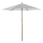 Outsunny Umbrelă Rotundă de Grădină din Bambus și Poliester 2.5x2.3m Crem/Alb | Aosom Romania