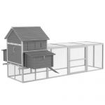 Pawhut Cotet pentru Gaini Ouatoare pentru Exterior, Adapost pentru Gaini cu Rampa si Zona Deschisa Imprejmuita, 310.5x149.5x149cm, Gri
