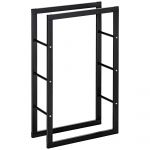 Suport pentru lemn pentru casa si gradina din fier negru, design modern si elegant 60×25×100cm HOMCOM | Aosom RO