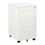 Vinsetto Dulap Sertare Birou Mobil, Organizator Documente cu Blocare, Oțel, 39x48x67cm, Alb | Aosom Romania