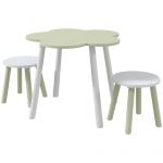 ZONEKIZ Set Mobilier pentru Copii, Masă cu 2 Scaune, Spațiu de Joacă și Activități, 2-5 ani, Galben | Aosom Romania