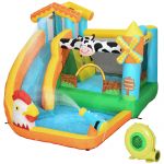 5 in 1 Castel gonflabil pentru copii Outsunny cu tobogan, trambulina, piscina | AOSOM RO