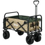 Outsunny Cărucior de Exterior Pliabil, Rezistent pentru Camping, cu Ușă în Spate Deschidere și Maner Telescopic | Aosom Romania