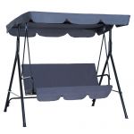 Outsunny Leagăn de Grădină cu Acoperiș Parasolar Reglabil, Material Poliester Rezistent, Design Confortabil, Gri | Aosom Romania