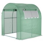 Outsunny Sera de gradina tip tunel cu ferestre si usi rulante, sera pentru plante cu invelis din PE, verde, 180x180x200cm | AOSOM RO