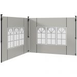 Outsunny Set 2 Pereți Laterali pentru Chioșcuri, Foi Foișor cu Ferestre din PE și Plastic, 3x3 m sau 3x6 m, Alb