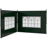 Outsunny Set 2 Pereți Laterali pentru Chioșcuri, Foi Foișor cu Ferestre din PE și Plastic, 3x3 m sau 3x6 m, Verde