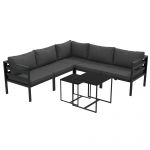 Outsunny Set de Mobilier de Gradina din 7 Piese cu Canapea de Colt, Masa de Cafea, Set de Mobilier Sectional, Gri