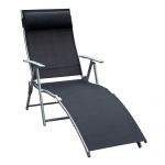 Outsunny Sezlong Relax Pliabil, Cadru Metalic, Confortabil pentru Grădină, 137x63.5x100.5cm, Negru | Aosom Romania