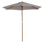 Outsunny Umbrelă de Grădină 2.5x2.3m Parasolar cu 6 Nervuri din Lemn și Poliester Crem | Aosom Romania