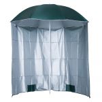Outsunny Umbrelă de Plajă și Grădină cu Perdea Parasolară, Poliester și Metal, Φ220cm, Verde Închis | Aosom Romania