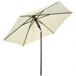 Outsunny Umbrelă de Soare pentru Grădină, Material Poliester și Structură Metalică cu 6 Bare, Ø262x243cm, Bej și Negru | Aosom Romania
