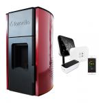 Pachet control de la distanta Termosemineu centrala peleti Fornello Royal Bordeaux 25 kw, complet echipat pentru incalzire, pompa, vas expansiune, automatizare, telecomanda, buncar peleti tiraj fortat si termostat Wi-Fi Salus IT 500