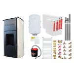 Pachet Termosemineu peleti Fornello Royal Ivory 25 kw, complet echipat, pompa circulatie, teava hidronix, vas expansiune, automatizare, kit evacuare 3.5 ml, Boiler Termoelectric Fornello 100 l, Termostat Salus 091FLRFV2, Aspirator, Calorifere si kit