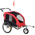 PawHut Carrellino Rimorchio per Cani da Bicicletta, Rosso, 140x58.5x107cm
