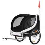PawHut Rimorchio per Animali Domestici Pieghevole da Bicicletta, bianco e nero, 130x90x110cm