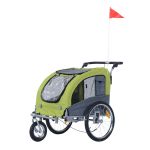PawHut Rimorchio per Cani Animali Domestici, Verde, 130x90x110cm