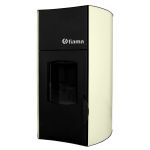 Termosemineu pe peleti Fiama Avorio 25 kw, complet echipat pentru incalzire, pompa, vas expansiune, automatizare, telecomanda, buncar peleti 30 kg, tiraj fortat, culoare Crem, aprindere automata, pana la 160 mp