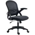 Vinsetto Scaun de Birou Ergonomic cu Spătar din Plasă și Scaun Tapițat, Scaun de Birou cu Înălțime Reglabilă, 65.5x61.5x88-97.5 cm, Negru