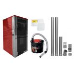 Pachet Termoșemineu Fornello Primo Truva 25 kW Bordeaux, pompa de circulatie, vas de expansiune, supape de siguranta, curatare mecanica creuzet, kit evacuare 2.5 ml, Termostat Salus 091FLRFV2 si Aspirator Cenusa