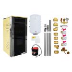 Pachet Termoșemineu Fornello Primo Truva 25 kW Ivory, pompa de circulatie, vas de expansiune, supape de siguranta, curatare mecanica creuzet, Boiler 100 l, kit evacuare 3.5 ml, Termostat Salus 091FLRFV2, Aspirator Cenusa si fitinguri