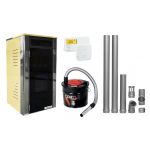 Pachet Termoșemineu Fornello Primo Truva 25 kW Ivory, pompa de circulatie, vas de expansiune, supape de siguranta, curatare mecanica creuzet, kit evacuare 2.5 ml, Termostat Salus 091FLRFV2 si Aspirator Cenusa