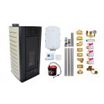 Pachet Termosemineu peleti Fornello Premium W 22, 22 kw, culoare Ivory, complet echipat, pompa circulatie, vas expansiune, automatizare, kit evacuare 3.5 ml, Boiler Termoelectric Fornello 100 l, Termostat Radio Comanda Computherm Q3 RF, Aspirator Cen