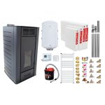 Pachet Termosemineu peleti Fornello Premium W22, 25 kw, culoare Black, complet echipat, pompa circulatie, vas expansiune, automatizare, kit evacuare 3.5 ml, Boiler Termoelectric Fornello 100 l, Termostat Radio Comanda Computherm Q3 RF, Aspirator, Cal