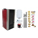 Pachet Termosemineu peleti Fornello Premium W22, 25 kw, culoare Bordeaux, complet echipat, pompa circulatie, vas expansiune, automatizare, kit evacuare 3.5 ml, Boiler Termoelectric Fornello 100 l, Termostat Radio Comanda Computherm Q3 RF, Aspirator C