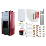 Pachet Termosemineu peleti Fornello Royal Bordeaux 25 kw, complet echipat, pompa circulatie, teava hidronix, vas expansiune, automatizare, kit evacuare 3.5 ml, Boiler Termoelectric Fornello 100 l, Termostat Radio Comanda Salus 091FLRFV2, Aspirator, C