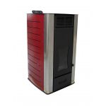 Termosemineu centrala pe peleti Fornello Premium W22, 25 kw, complet echipat cu pompa de circulatie, vas de expansiune, supapa siguranta, telecomanda, culoare Bordeaux, arzator peleti din fonta, pentru suprafete pana la 150 mp