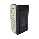 Termosemineu centrala pe peleti Fornello Premium W22, 25 kw, complet echipat cu pompa de circulatie, vas de expansiune, supapa siguranta, telecomanda, culoare Ivory, arzator peleti din fonta, pentru suprafete pana la 150 mp