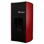 Termosemineu pe peleti Fiama Bordeaux 25 kw, complet echipat pentru incalzire, pompa, vas expansiune, automatizare, telecomanda, buncar peleti 30 kg, tiraj fortat, culoare Bordo, aprindere automata, pana la 160 mp