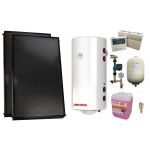 Pachet sistem solar presurizat, 2 x Panou solar plan Fornello 2.0 m² SPFP, Boiler cu 2 serpentine si rezistenta electrica Sunsystem BB NL2 150 PRL 3KW, grup pompare, controller, vas expansiune, antigel, aerisitor 1/2
