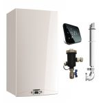 Centrala Ariston HS Premium 24 kw, centrala pe gaz, in condensare kit de evacuare inclus, Salus IT500 wifi termostat ambient cu control prin internet si filtru antimagnetita