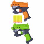 Set pistoale de jucarie, 2 pistoale, 6 gloante din spuma, multicolor