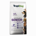 TropiDog, hrana uscata Premium Senior cu curcan si orez, 12 kg