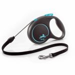 Lesa pentru caini Black design Snur, Flexi, Retractabil, Pana la 12 kg, S, 5 metri, Albastru