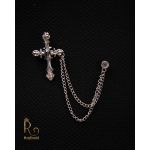 Lanț metalic pentru sacou, Argintiu, Crucifix - LT215