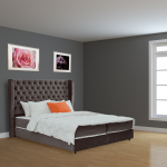 Pat tapitat, American cu Boxspring, 200x200, Roland, Gri