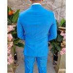 Costum de barbati albastru deschis cu butoni aurii: Sacou si Pantalon - C4089