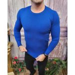 Bluza cu guler rotund, de bărbați, Slim Fit, Albastra – BZ264