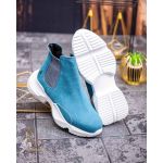 Ghete de bărbați, Bleu, din piele întoarsă 100% naturala - GH119