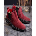 Ghete de bărbați, Bordo, din piele întoarsă 100% naturala - GH125