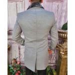 Palton de bărbați, Slim Fit, Gri cu guler detașabil din blana - PT454