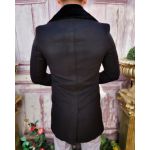 Palton de bărbați, Slim Fit, Negru cu guler detașabil de blana - PT448