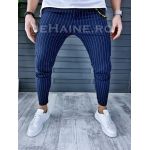 Pantaloni barbati bleumarin in dungi smart casual A9124 V E 7-1