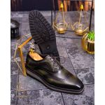 Pantofi Casual de bărbați, Talpa Înaltă, din piele naturala, Verde patinat - P1601