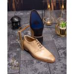 Pantofi eleganți de bărbați din piele naturala, Bej gravat - P1561